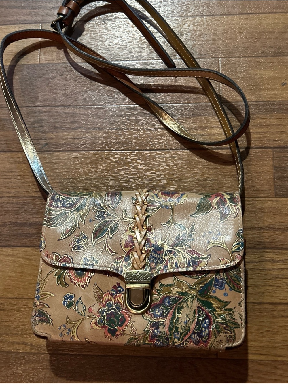 Floral Embossed Leather Crossbody Bag with Braided Front Patricia Nash
